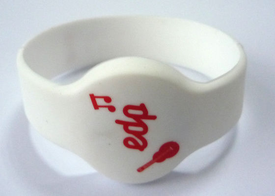 White Silicone Energy Bracelet RFID Wristband Size 20cm / U CODE Gen 2 , 915Mhz